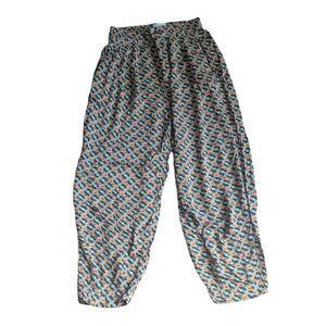 Urban Outfitters Snake Print Rayon Joggers S Orange Green Boho High Waist Pants